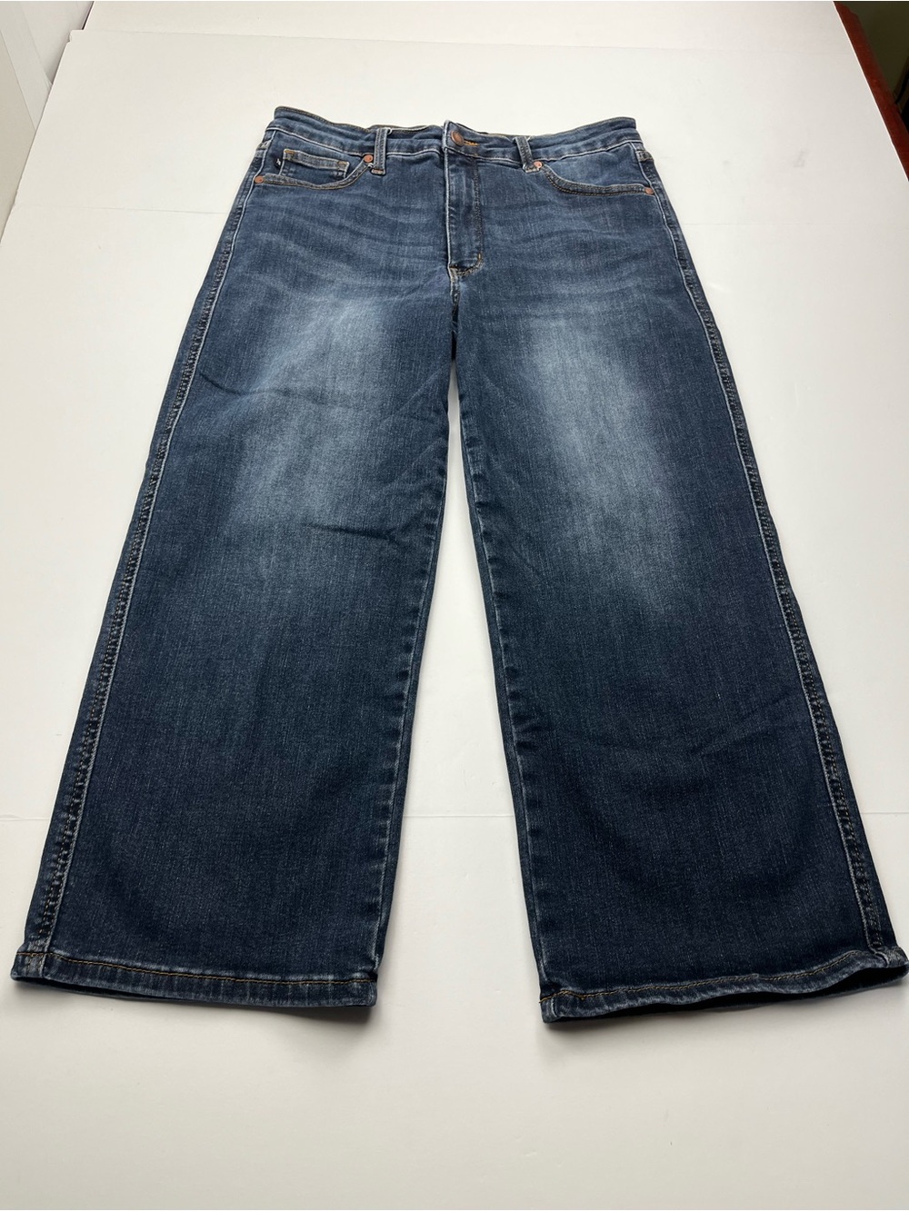Judy Blue Wide Leg Cropped Dark Blue Denim Jean Womens 13 / 31 Mid Rise Stretch